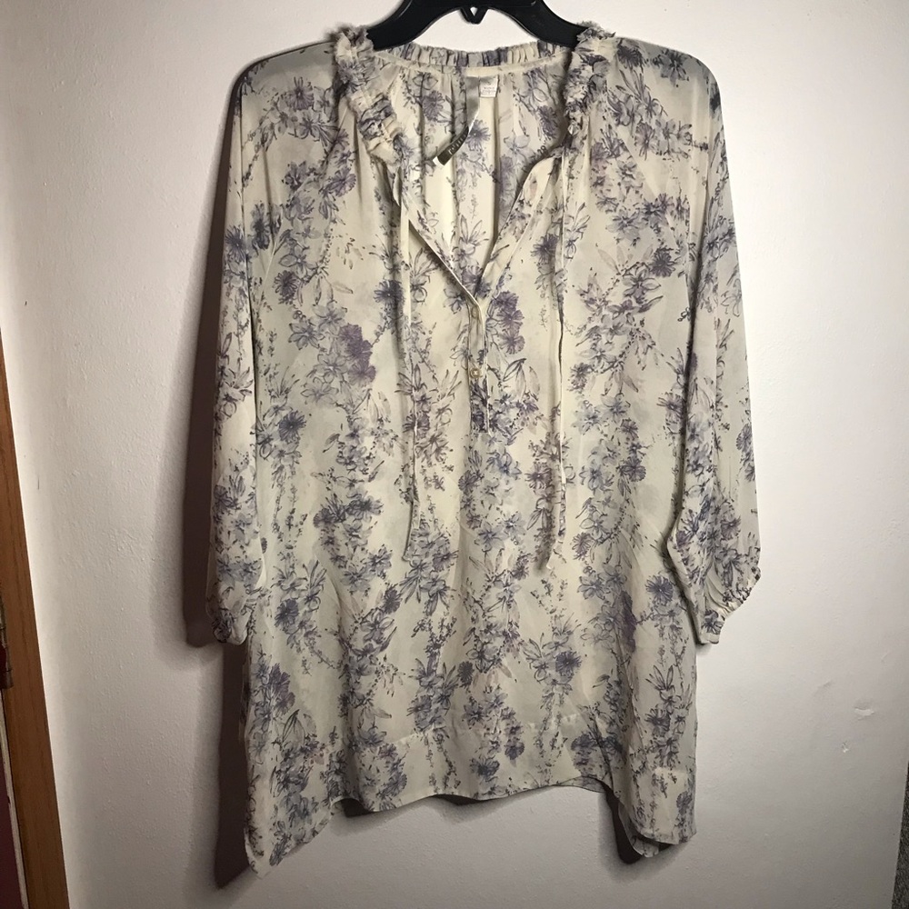 Lauren Conrad Ivory Cream Blouse with Flowers
